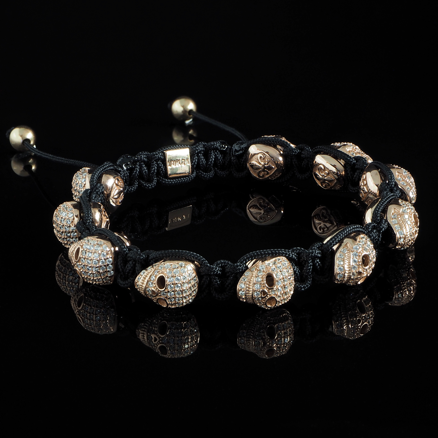 HADES 10x Rose Gold Diamond Skull Bracelet