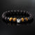 Yellow Tiger Eye, Lava + 925 Sterling Silver Skull Bracelet - Premium Mens Bead Bracelet - Lukze