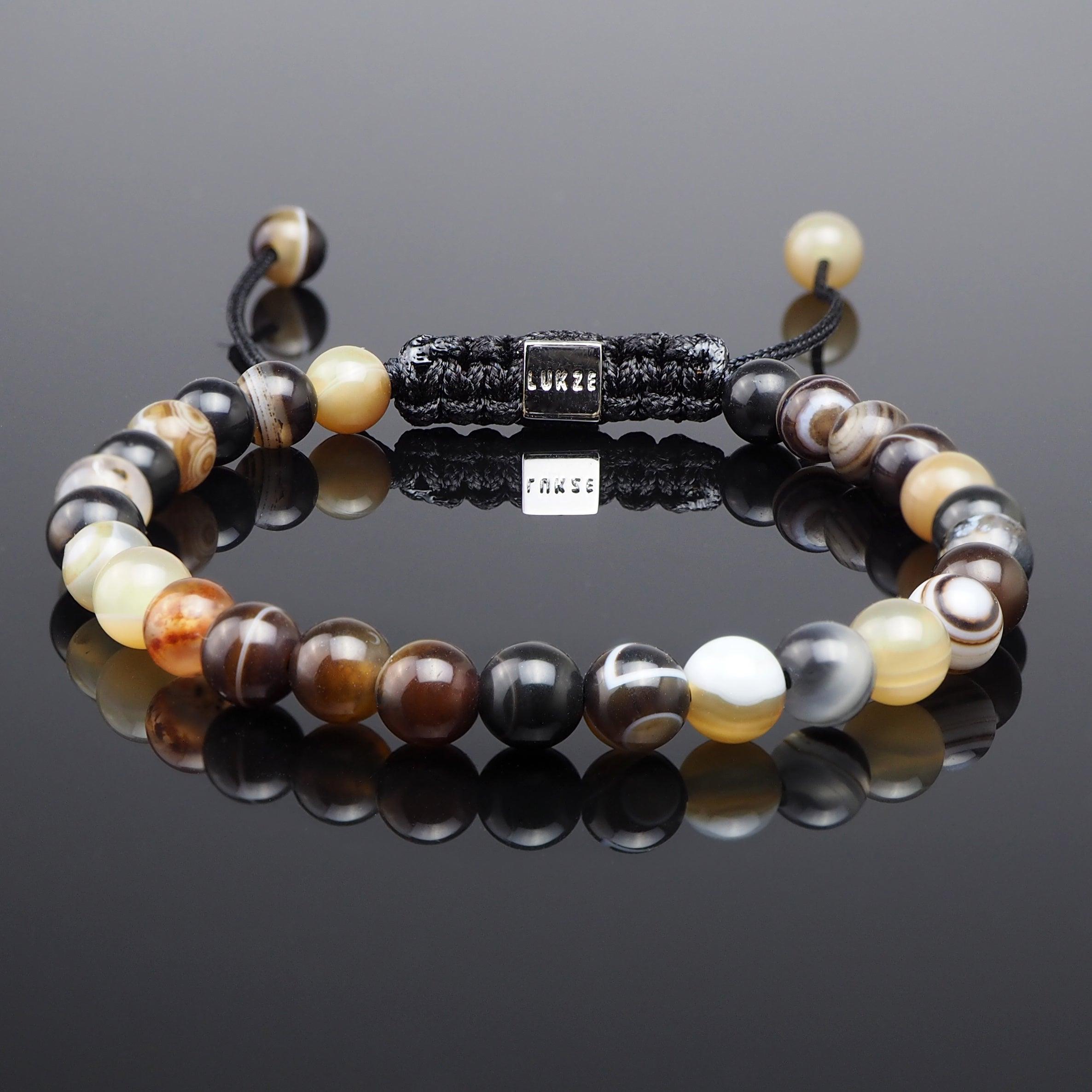 Brown Striped Agate Macramé Bracelet – Lukze